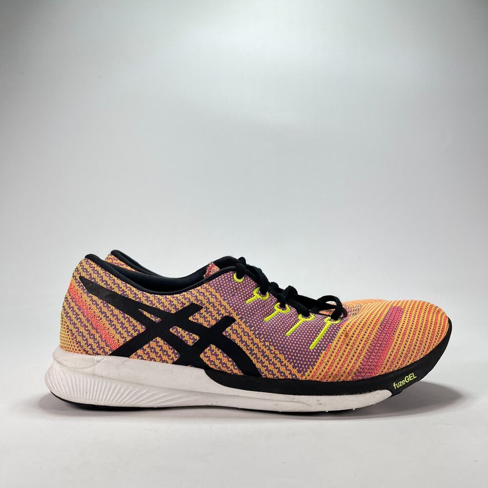 ASICS FuzeX Knit Flash Coral Safety Yellow Running Shoes T879N Women's Size 11